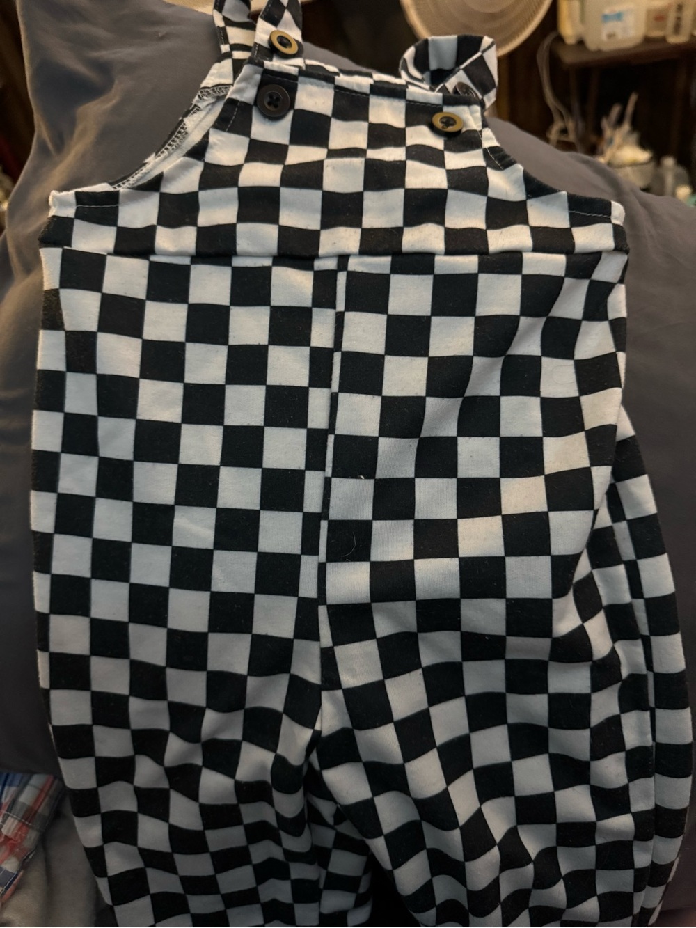 Checkerboard Overalls - Black & White